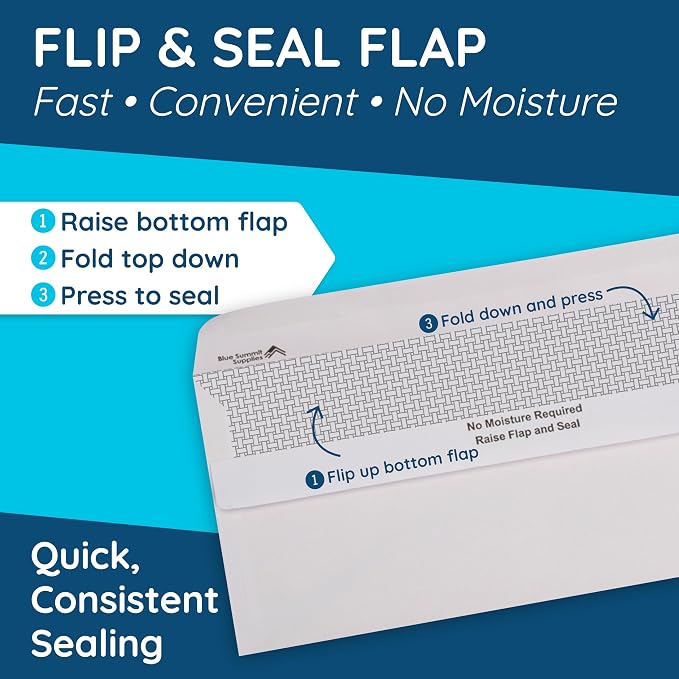 500 No. 10 Flip and Seal Double Window Security Envelopes - Image 3