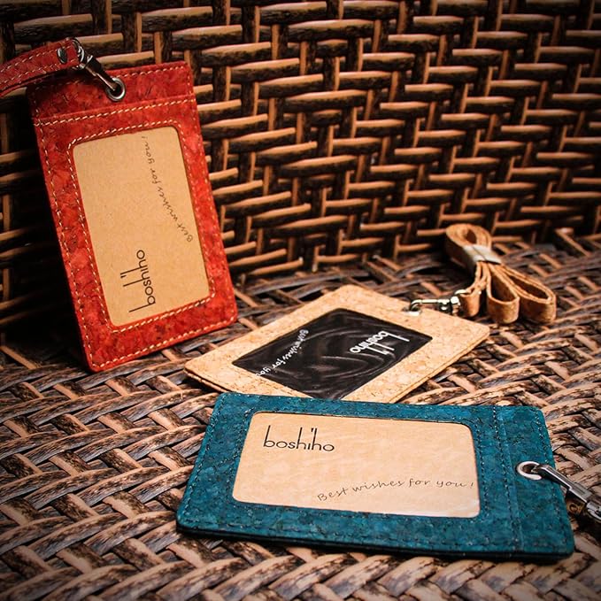 Cork Badge Holder, Boshiho Vertical Style Eco-Friendly Natural Cork Name ID - Image 7