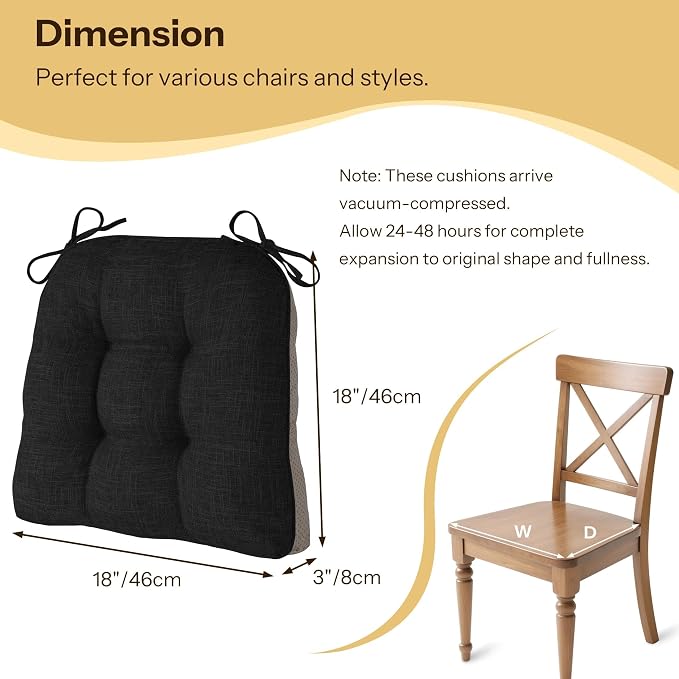 Chair Cushions for Dining Chairs 2 Pack, - Image 2