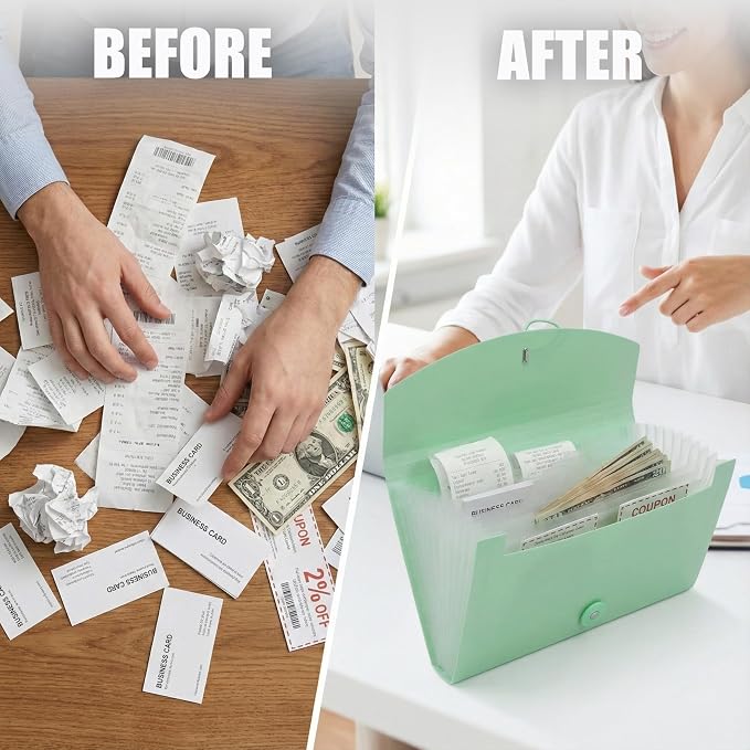 Portable 13-Pocket Receipt & Coupon Organizer, Small Expanding Accordion File - Image 5