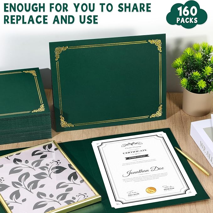 gisgfim 160Pcs Certificate Holders Diploma Covers Single Sided Gold Foil Border - Image 5