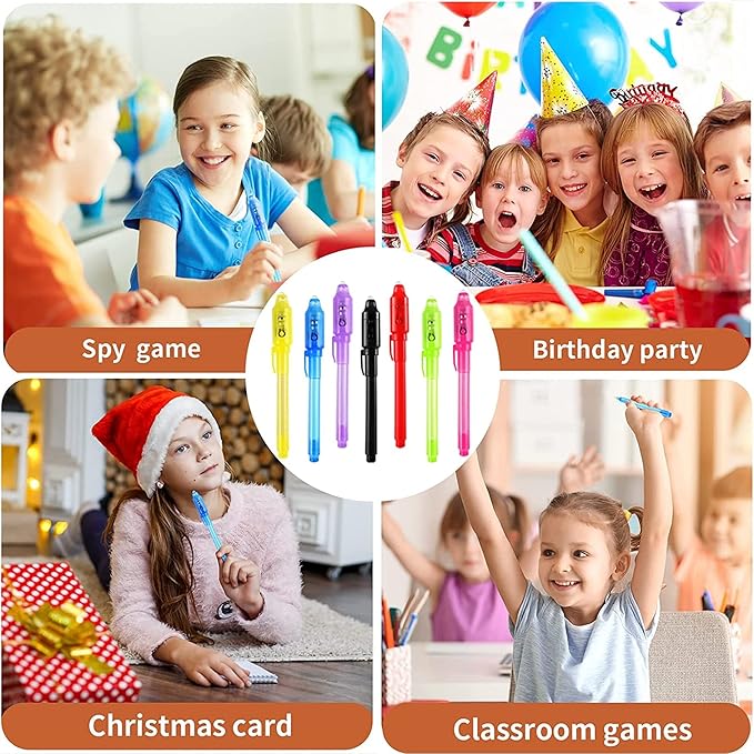 32Pcs Invisible Ink Pen with UV Light, Mini Notepads & Favor Bags, Spy Pens, Top Secret Message Magic Marker, Party Favors for Kids 8-12, Class Prizes, Detective & Escape Room Themes-DeskLoop Office