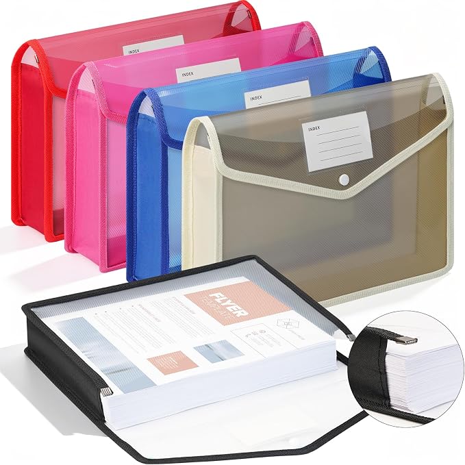 5 Pack Plastic Expanding File Folder, A4 Document Folder Large Capacity by Unknown