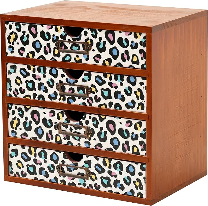 Colorful Leopard Print Wooden Desk Organizer by PrimoSupply