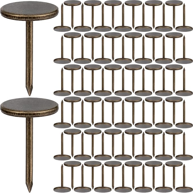 80pcs Flat Head Thumb Tacks for Wall, Bronze Pins, 0.4 x 0.6 in | Heavy Duty by Unknown