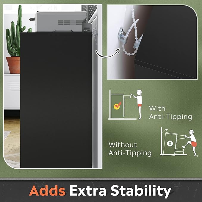 DEVAISE 7-Drawer Chest, Wood File Cabinet with Wheels, Black-DeskLoop Office