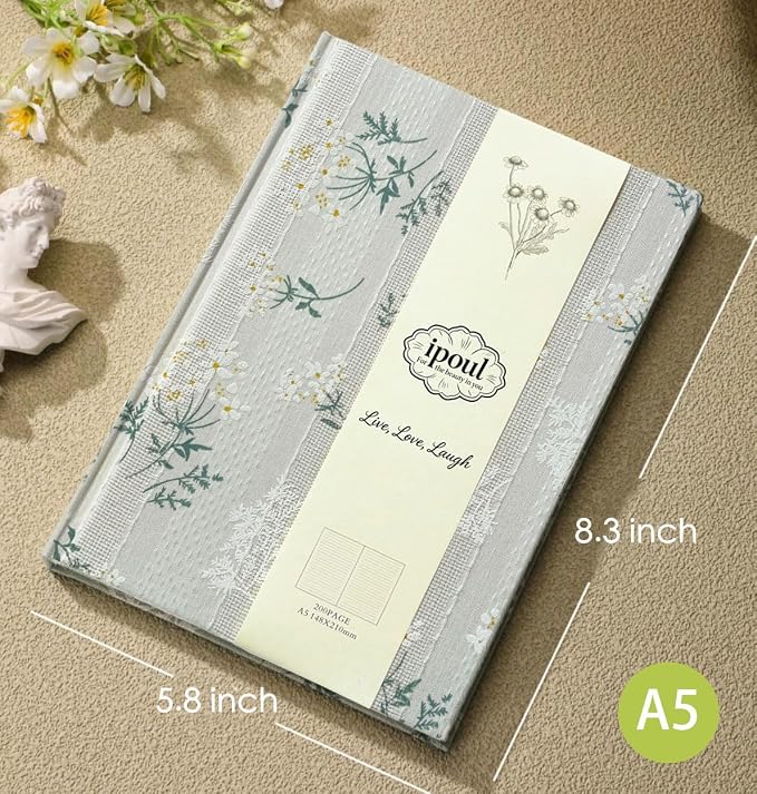 Floral Journal for women, Floret Printed Fabric Cloth Hardcover, 200 Pages - Image 2