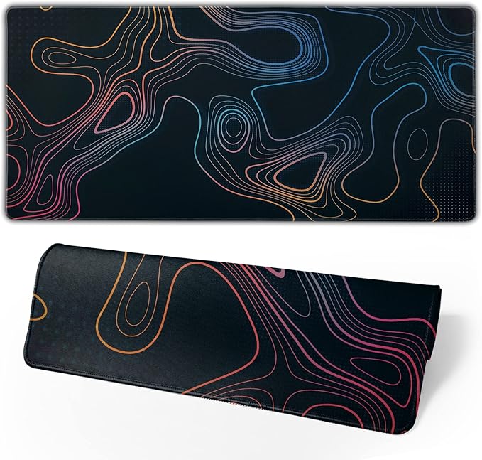 Topographic Contour Map XL Mouse Pad 31.5 x 11.8 Inch Gaming Mousepad Extended by Brecoy