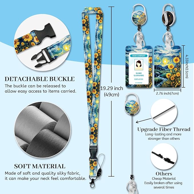 Hancynir Sunflower Lanyards for Id Badges, Badge Holder - Image 4