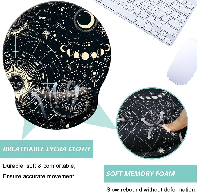 Mouse Pad with Wrist Support, Ergonomic Mouse Pad with Memory Foam Wrist Rest - Image 3