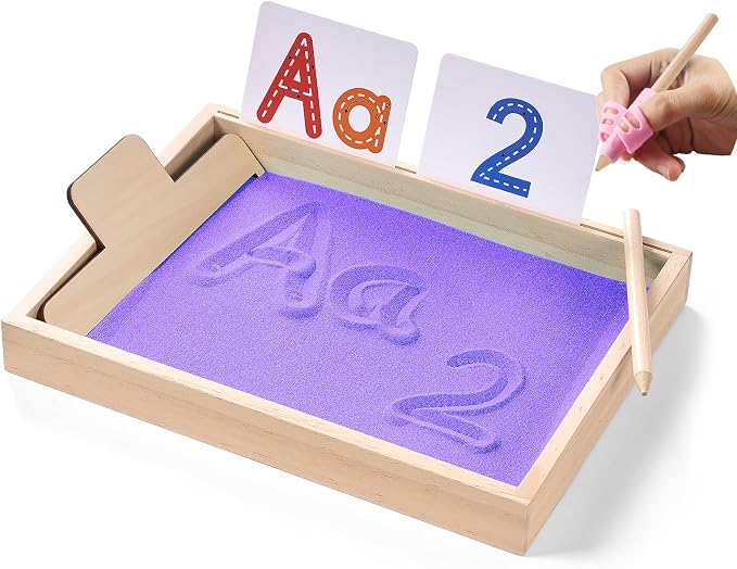 Montessori Sand Tray for Kids, Writing Play Sand Tray by MORITECK