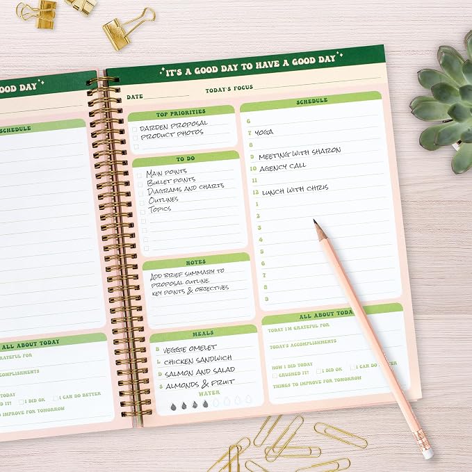 Undated Daily Planner Notebook 7.75x10, Cute Planner Notebook, Large Hardcover - Image 6