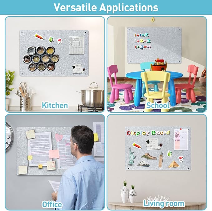 MAXECHO 2 Pack Sliver Gray Magnetic Bulletin Board, 17.5"×13.5" Magnet Boards - Image 4