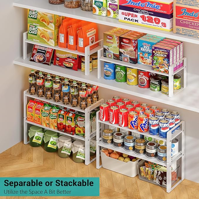 2 Pack Expandable Cabinet Organizer Shelves, 88lbs High Weight Capacity - Image 5