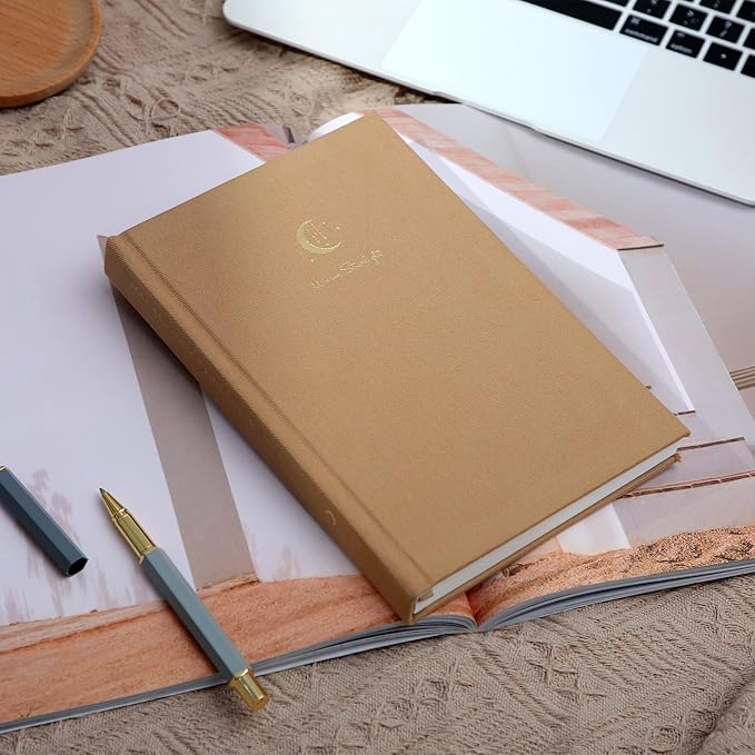 CAGIE Journal for Women Fabric Journal Notebook with 256 Pages 120 GSM Journals for Writing with Gift Box, 5.7x8.3 In, Brown-DeskLoop Office