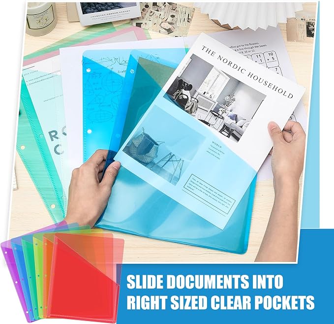 Seajan 24 Pcs Pocket Folders for 3 Ring Binder Clear Plastic Folders Sleeves - Image 4
