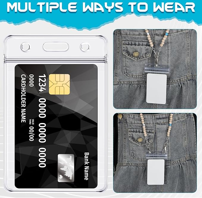 BESARME 60 Pack Vertical ID Card Badge Holder Clear Plastic Sealable Waterproof - Image 6