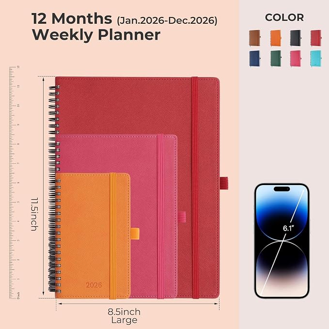 IN-LUXPRO Planner 2026 Daily Weekly and Monthly, 11.5"x8.5", 12 Months Spiral - Image 2