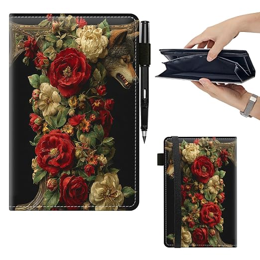Wolf Roses Large Server Book for Waitress & Waiter 9"x5.5" by Unknown