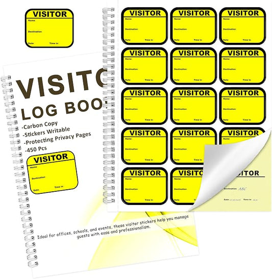 1 Pack Visitor Badges with Carbon Copy Visitor Stickers Letter Size Visitor Log by Unknown