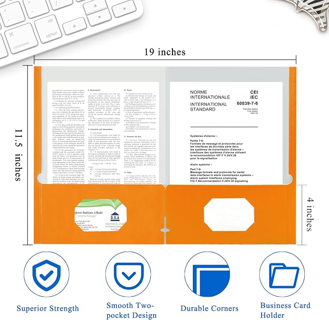 Zzrywuty File folders with Pockets, 25 Pack Paper Folders with Card Slot - Image 2