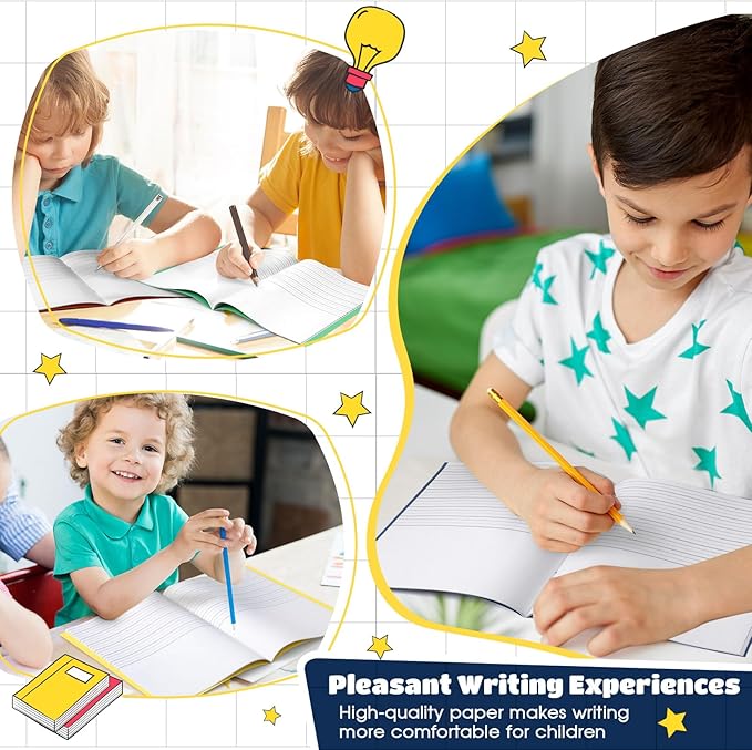 Henoyso 12 Pcs Primary Composition Notebook K-2 9 3/4 x 7 1/2 Inch Primary Journal, Back to School Supplies, Bulk Blank Writing Book for Kid to Write Draw Journal 60 Page Notebooks (Fresh Color)-DeskLoop Office