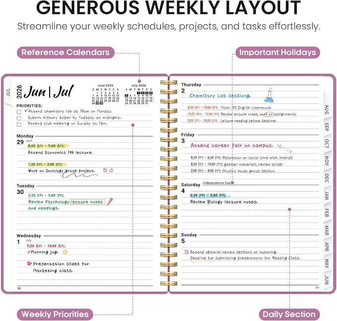 Planner 2026-2027, 8.5" x 11" Weekly and Monthly Academic Year Planner Calendar - Image 3