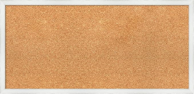 Amanti Art Natural Cork Board for Wall, 15x31 Vision Board with White Frame, Medium Corkboard Office Decor for Home Organization, Country Rustic Corkboard Pinboard to Display Items for Home-DeskLoop Office