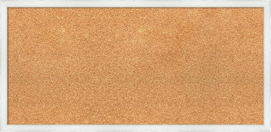 Amanti Art Natural Cork Board for Wall, 15x31 Vision Board with White Frame, Medium Corkboard Office Decor for Home Organization, Country Rustic Corkboard Pinboard to Display Items for Home-DeskLoop Office