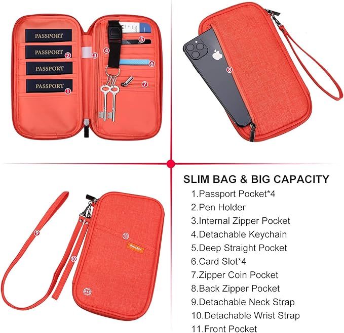 RFID Family Passport Wallet Holder Waterproof, Travel Document Organizer Credit - Image 3
