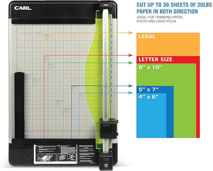 Carl Manufacturing 12220 HVY-Duty Paper Trimmer 15-Inch 36 Sht Cap. 14-Inch x15-1/4-Inch x3/4-Inch GY-DeskLoop Office