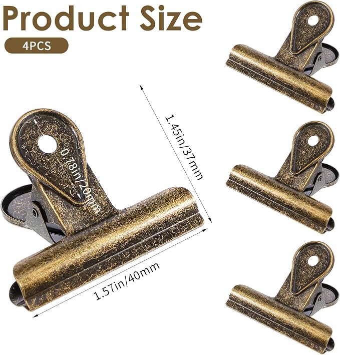 4 Pcs Metal Clips Large Bronze Bulldog Clips - Image 2