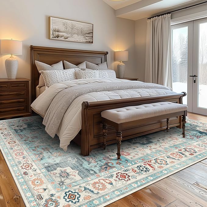 GENIMO 8x10 Area Rugs for Living Room, Machine Washable Non Slip Rugs, Low Pile - Image 2