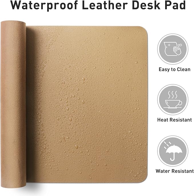 Aothia Faux Leather Desk Mat for Keyboard & Mouse | Large desk mat for keyboard - Image 6