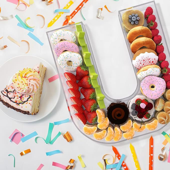 13.8" Extra Large Acrylic Letter Charcuterie Board Box, Reusable Fillable - Image 4