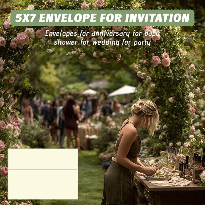 5x7 Envelopes For Invitation, A7 Envelope pink, 50 pack 5x7 card Envelopes Self - Image 5