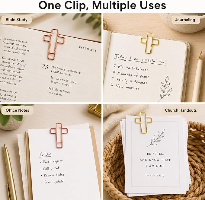 140 Pack Cross Paper Clips, Metal Cross Shaped Bookmarks - Image 8