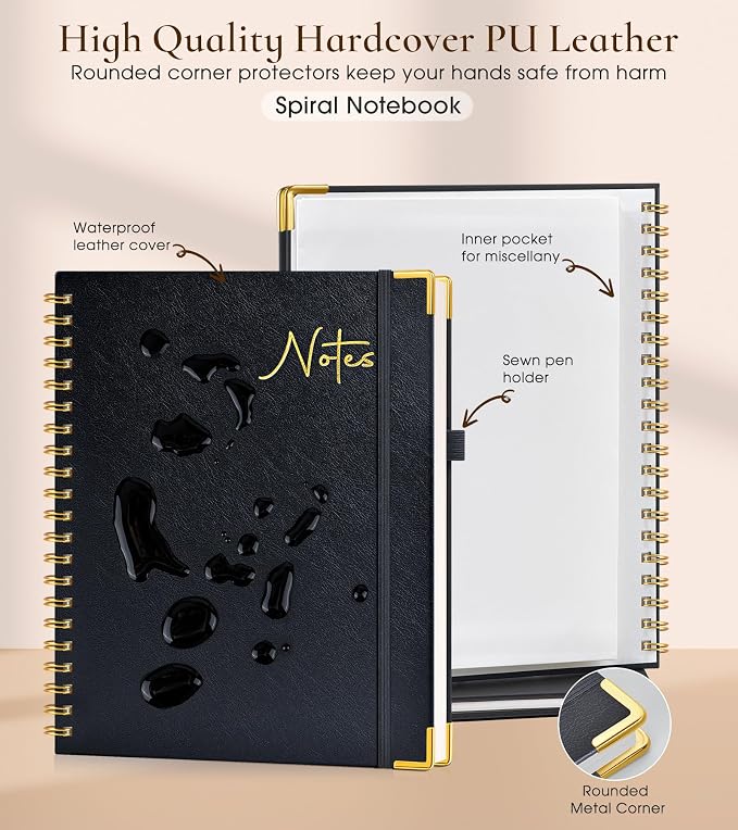 Hardcover Spiral Notebook Journal 8.5” x 11”, A4 Large Leather Notebooks - Image 2