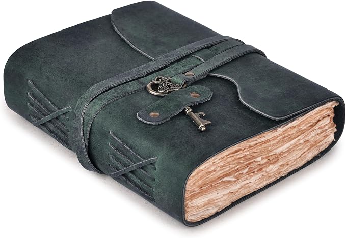 LEATHER VILLAGE Vintage Leather Journal – 200 Handmade Vintage Deckle Edge by LeatherVillage
