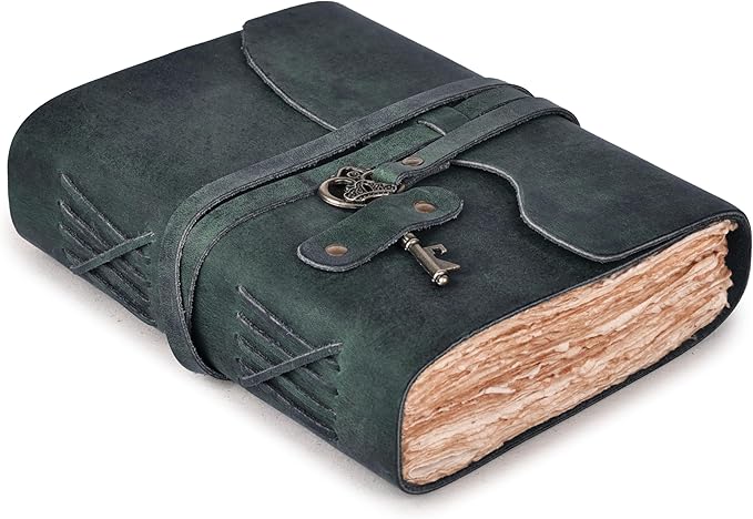 LEATHER VILLAGE Vintage Leather Journal – 200 Handmade Vintage Deckle Edge by LeatherVillage