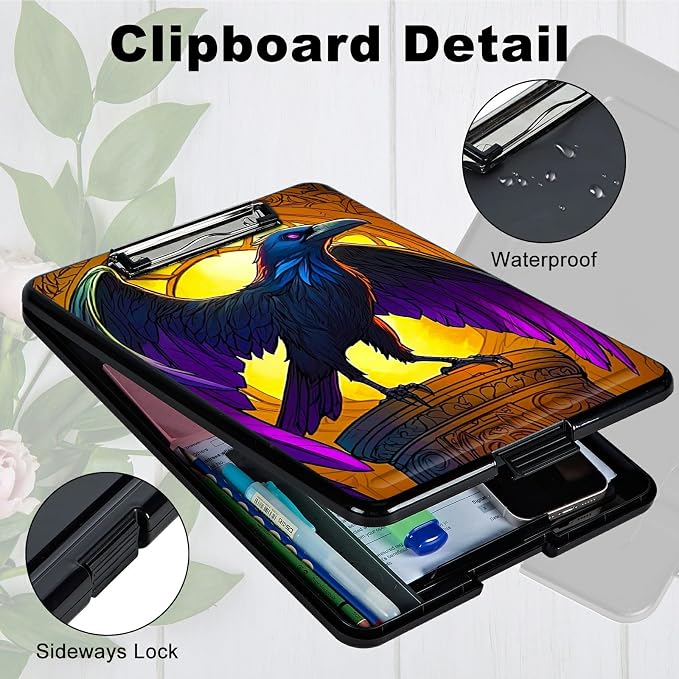 Eagle with Purple Wings A4 Clipboard with Storage Pen Holder, Clipboards - Image 3