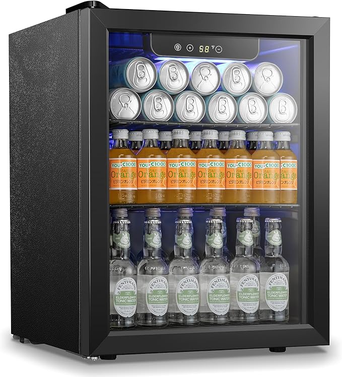 Antarctic Star Beverage Refrigerator Cooler 68 Can, Mini Fridge with Glass Door for Beer Drinks Wine,Freestanding Small Fridge with Electronic Temperature Control for Home and Bar,1.7 cu.ft-DeskLoop Office