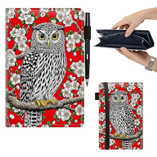 Owl White Flowers Large Server Book by Unknown