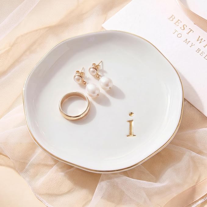 Ceramic Jewelry Tray, Personalized Initial Jewelry Dish by GIVITASOT