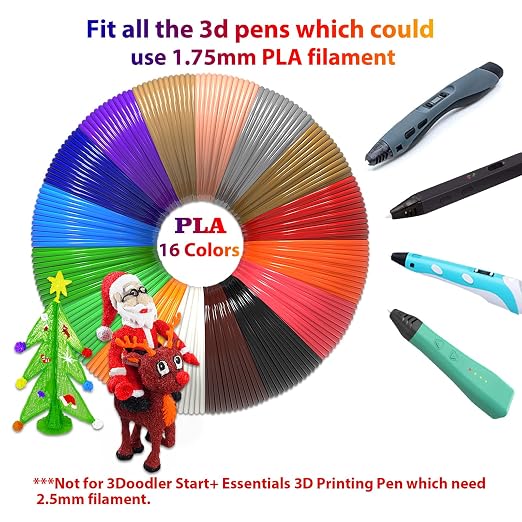 3D Pen Refills 1.75mm PLA Filament 640 Feet 16 Colors, Each Color 40ft - Image 3