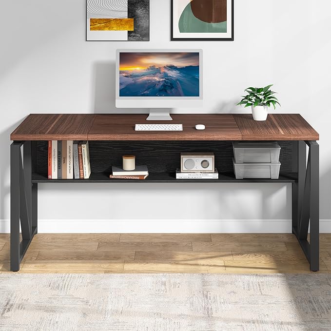 Tribesigns Office Desk with Drawers Sets, 63 inches L Shaped Computer Desk with Mobile File Cabinet,Big Executive Desk for Home Office Furniture Sets (Dark Brown, 63-inch)-DeskLoop Office