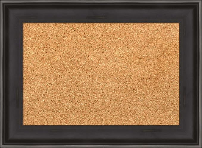 Amanti Art Natural Cork Board for Wall, 16x22 Vision Board with Black Wood Frame, Small Corkboard Office Decor for Home Organization, Casual Corkboard Pinboard to Display Items for Home Organization-DeskLoop Office
