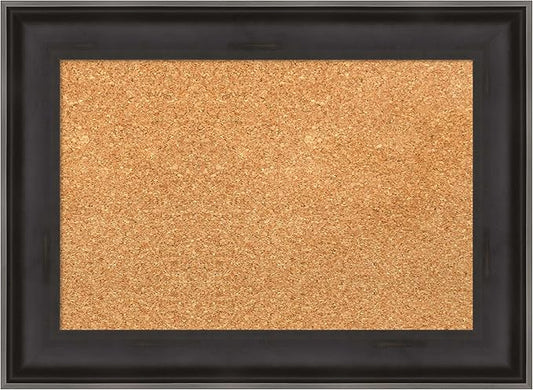 Amanti Art Natural Cork Board for Wall, 16x22 Vision Board with Black Wood Frame, Small Corkboard Office Decor for Home Organization, Casual Corkboard Pinboard to Display Items for Home Organization-DeskLoop Office