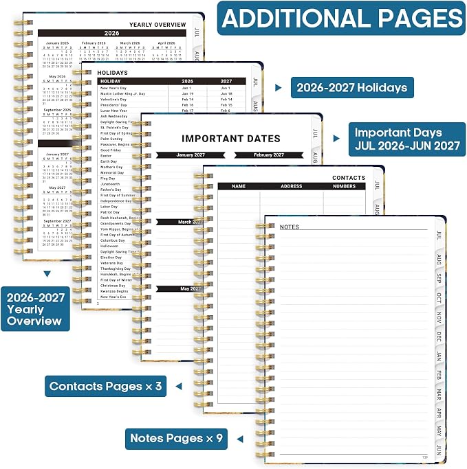 Academic Planner 2026-2027, Weekly and Monthly Calendar Book, July 2026 – June - Image 4