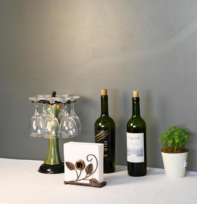 OwlGift Bronze Napkin Holder – Rose Design Metal Napkin Storage - Image 2